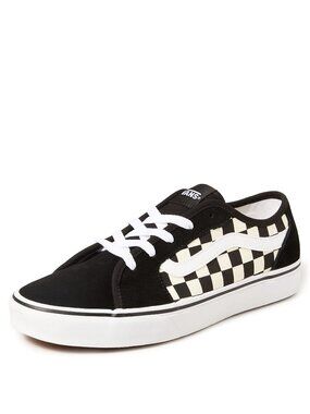 Vans Women's Filmore Decon Sneaker, Checkerboard Black White